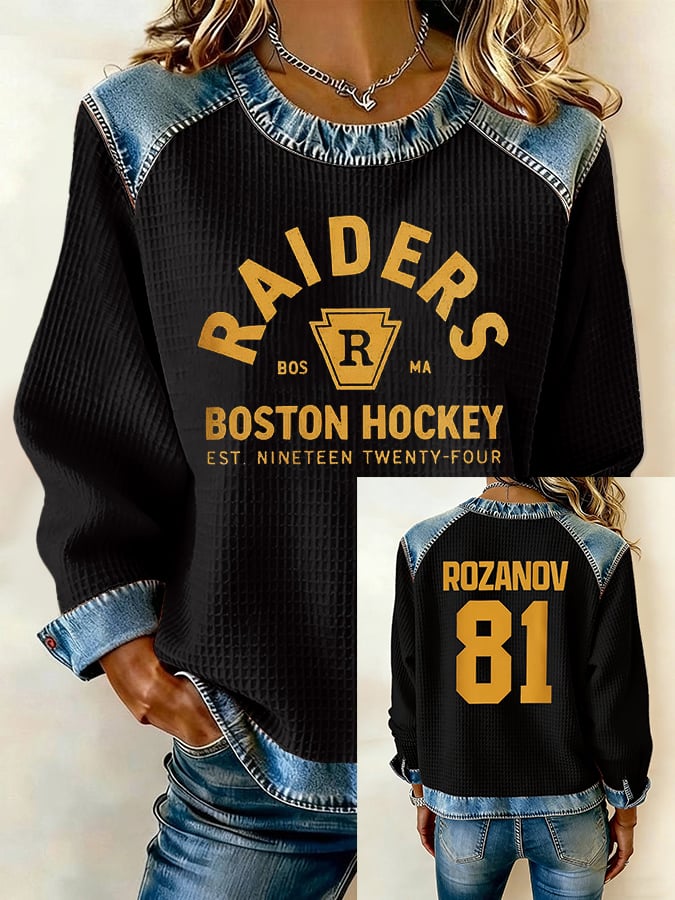 Women's ice hockey team long-sleeved printed top