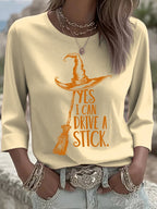 Women's Yes I Can Drive A Stick Printed Round Neck T-Shirt