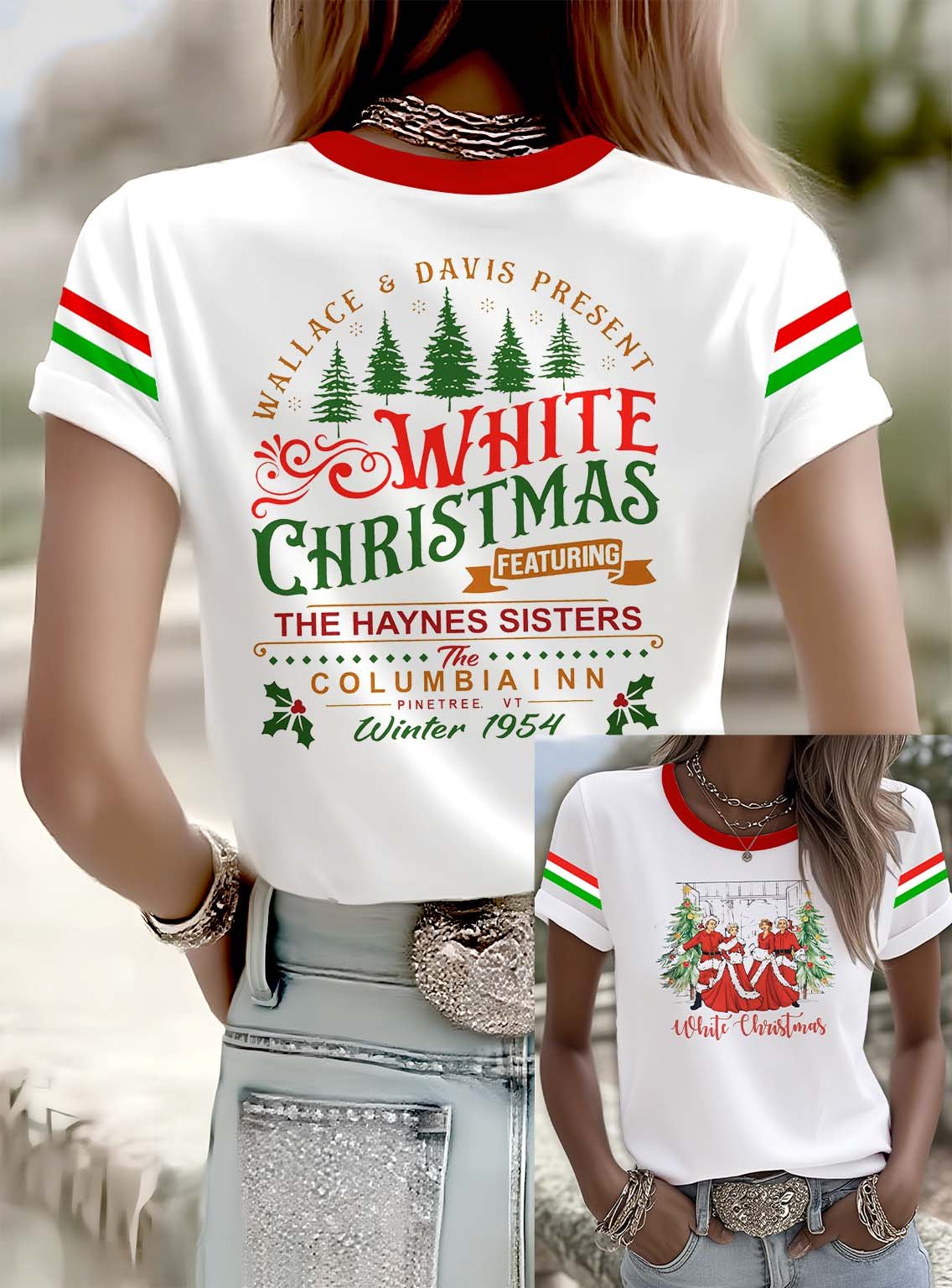 Women's Printed Round V-Neck T-Shirt