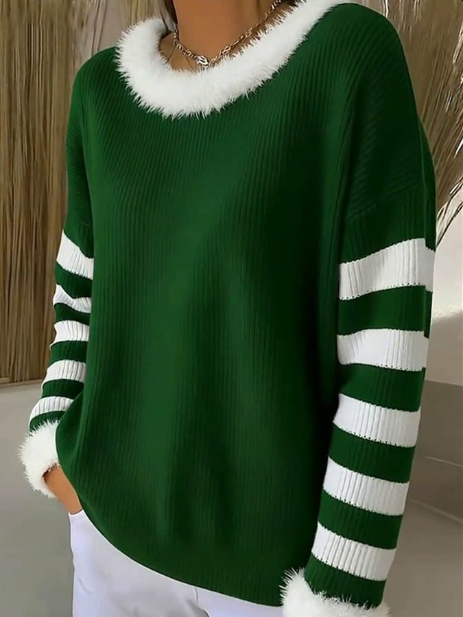 Women's Casual Christmas Stitching Contrast Color Top