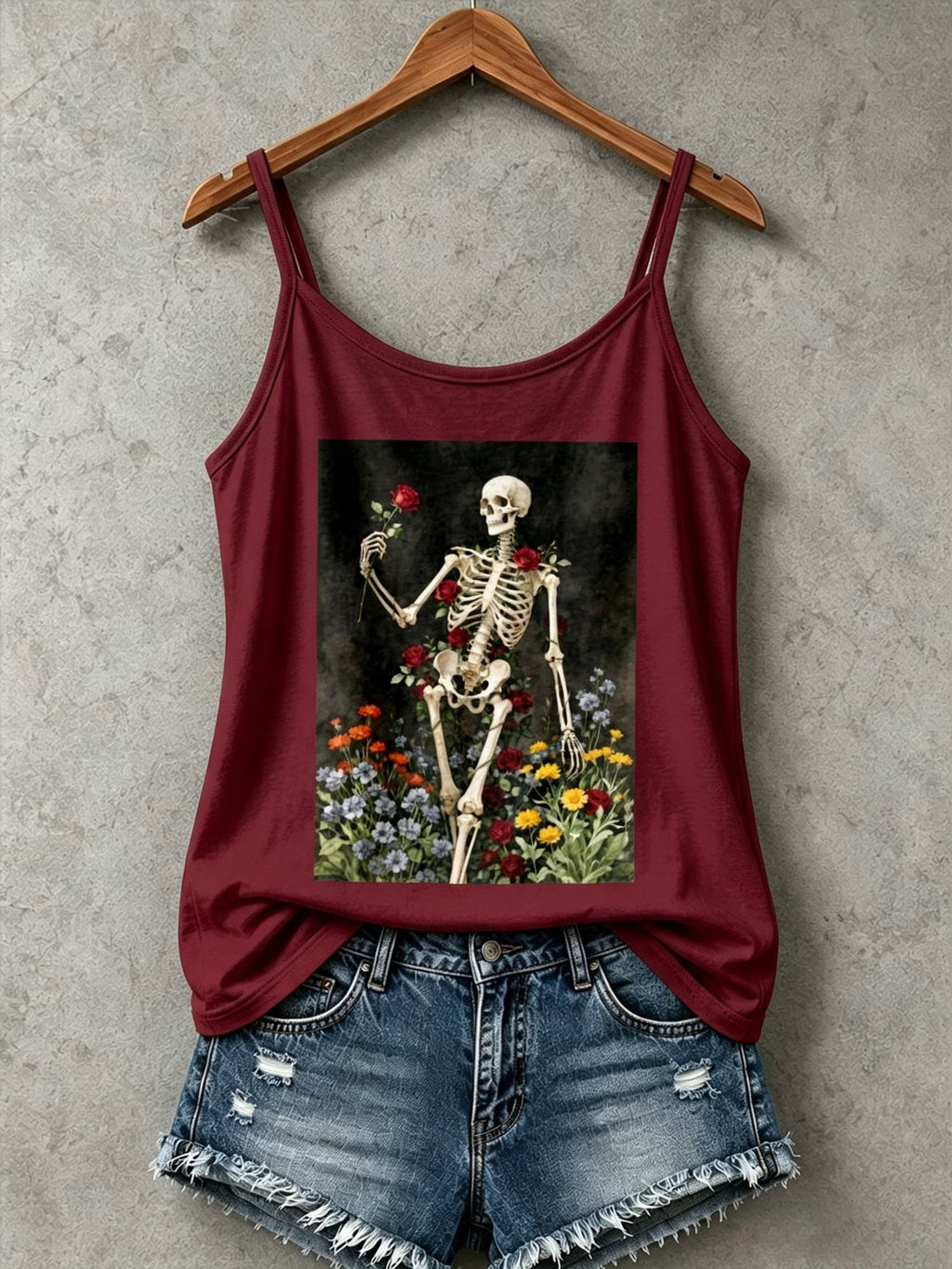 Women's Retro Halloween Skull Print Tank Top
