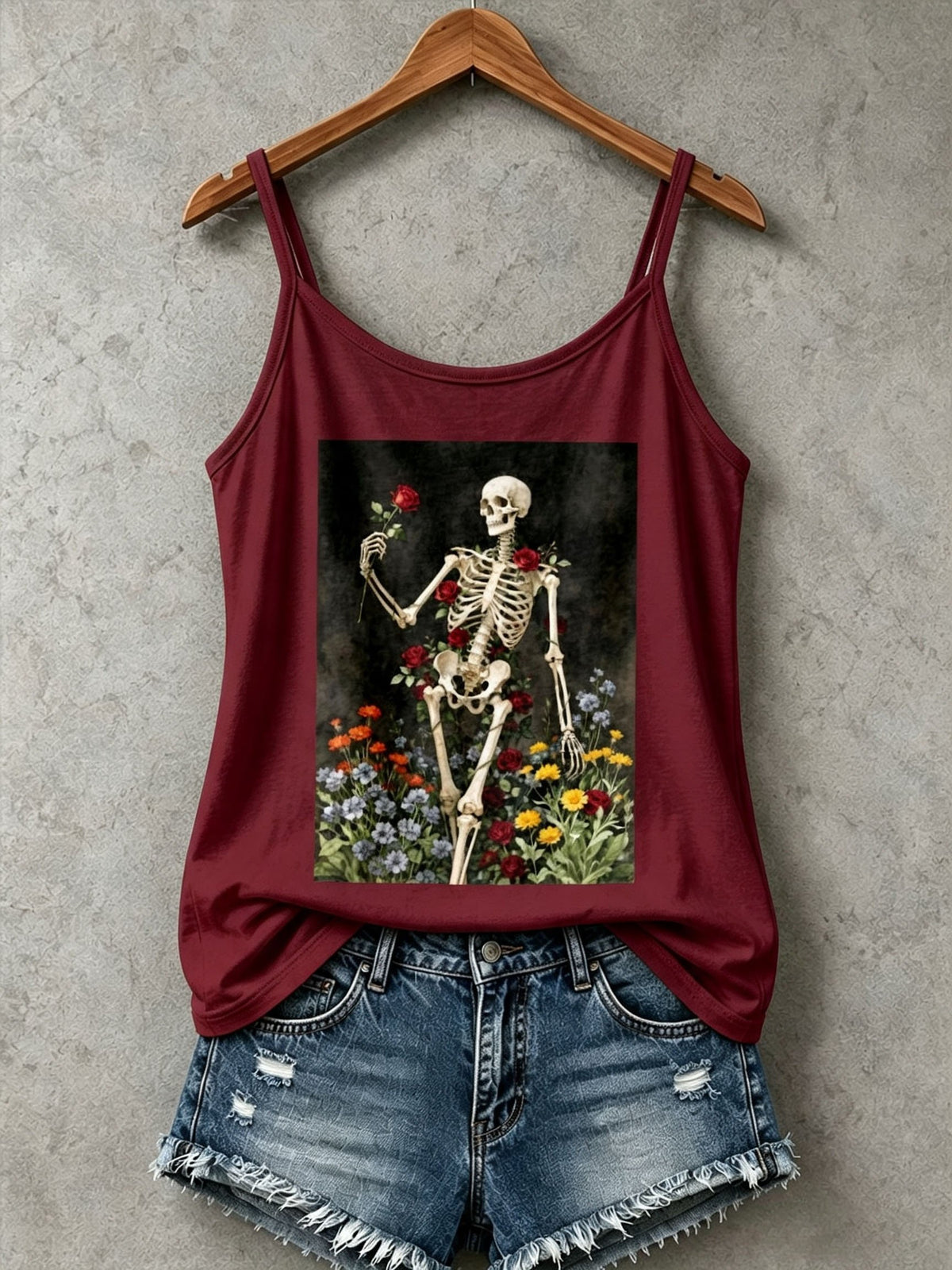 Women's Retro Halloween Skull Print Tank Top