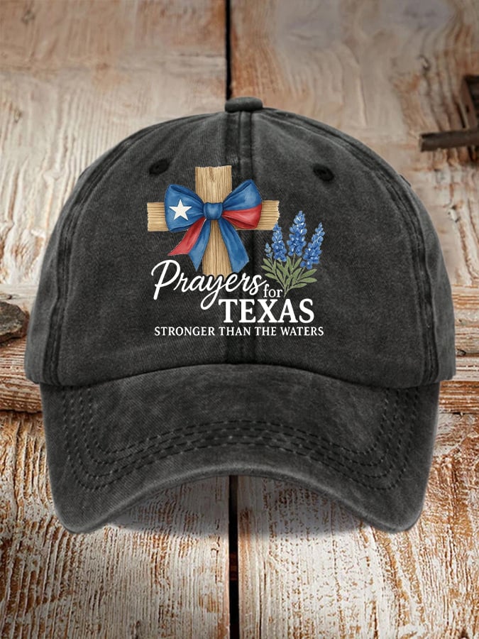 Retro Texas Strong Prayers For Texas Stronger Than The Waters Print Baseball Cap