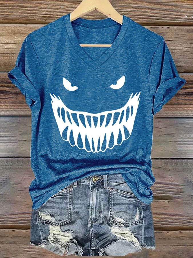 Women's Shark Face Print T-shirt