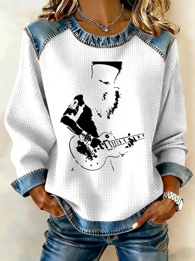 Retro Rock Slash Print Sweatshirt