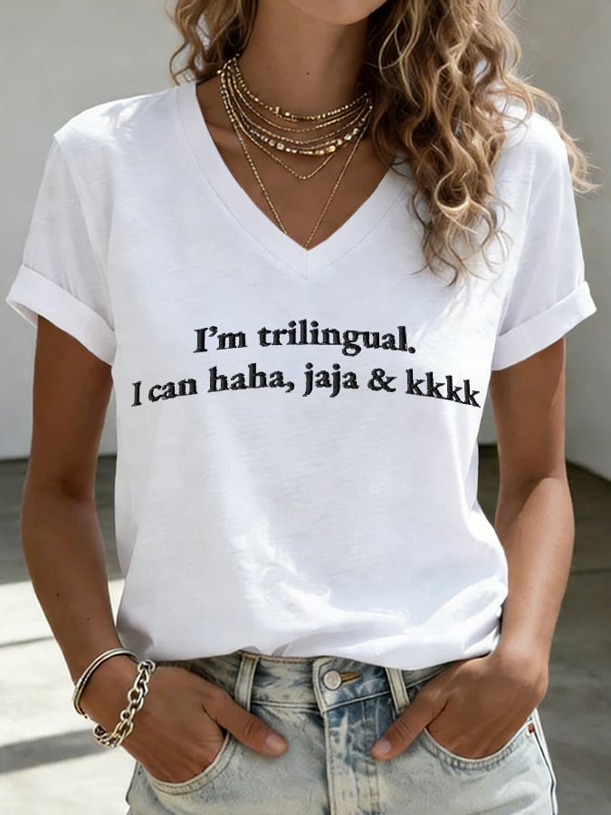 Women'S Funny Trilingual Jokes Short-Sleeve T-Shirt