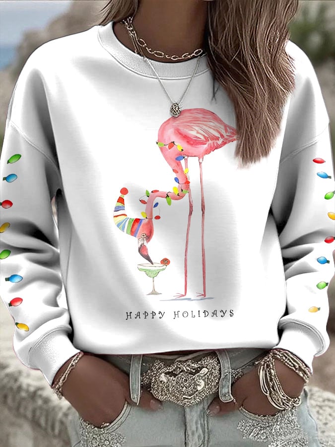 Women's Casual Christmas Pink Santa Claus Sweatshirt