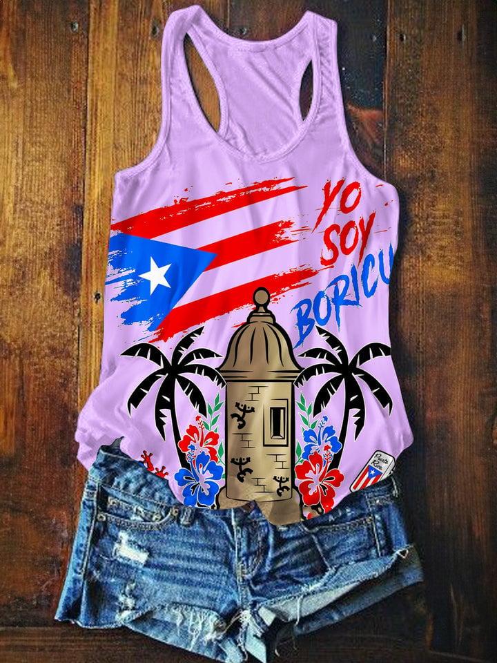 Yo Soy Boricua Printed Casual Tank Top
