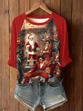 Merry Christmas King of Rock and Roll Printed Raglan Top