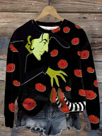 Women'S Halloween Printed Crew Neck Sweatshirt