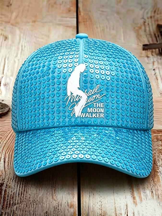 Unisex Retro Commemorative Baseball Cap: "King of Pop" Faux-Sequin Print Edition
