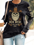 Women's Vintage Rock Tribute Print Casual Sweatshirt