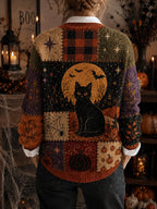 Women's Casual Halloween-Print Knit Cardigan