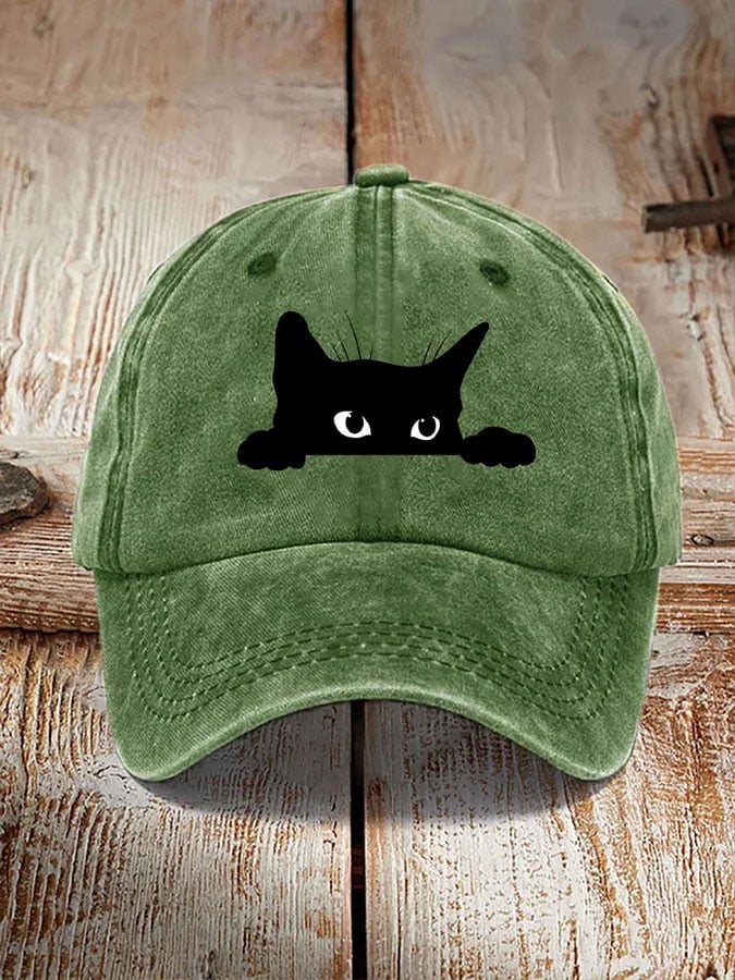Unisex Black Cat Print Baseball Cap