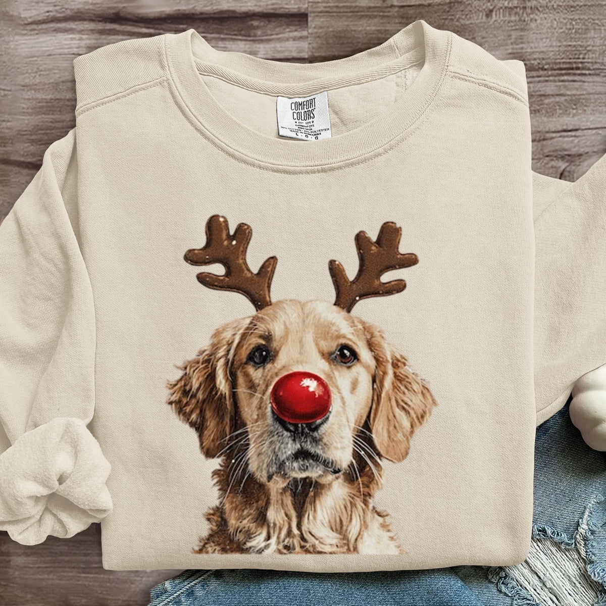 Golden Retriever Funny Dog Christmas Art Print Sweatshirt