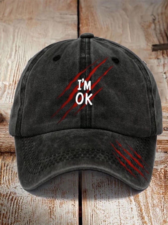 Unisex Funny Halloween I'm OK Scratch Print Hat