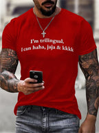 Men'S Fun Trilingual Joke Hat Short-Sleeve T-Shirt