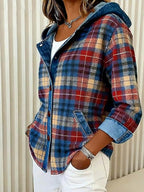 Women'S Casual Contrast Color Plaid Jacket