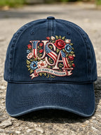 Unisex 250th Anniversary America 1776-2026 Flower Art Print Casual Hat