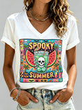 Women's Halloween Art Printed Casual T-shirts