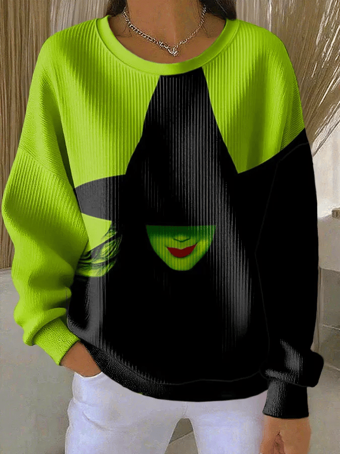 Women's Halloween Witch Print Sweatshirt