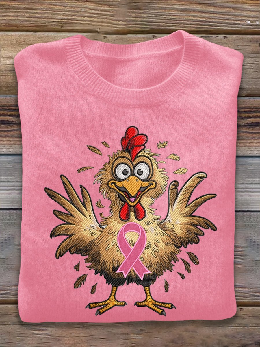 Pink Breast Cancer Turkey Art Print Thin Sweater