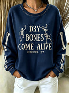 Women's Casual Printed Waffle Long-Sleeve Top