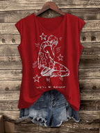 Women's Singer-Print Casual Vest