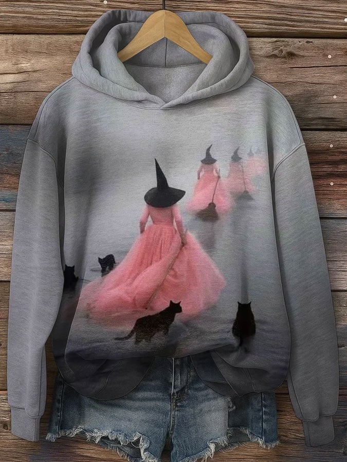 Women's Halloween Printed Hooded Sweatshirt