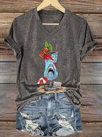Women's Shark Inspired Print V Neck T-shirt