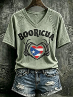 Women's Puerto Rico Halloween Print T-shirt