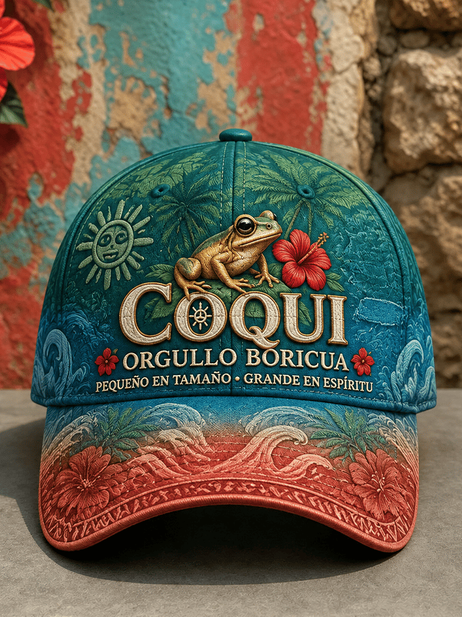 Unisex Retro Puerto Rico Boricua Floral Art Print Hat