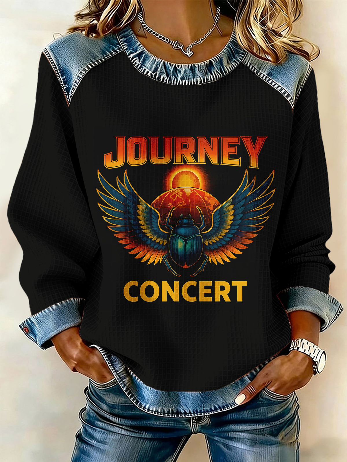 Final Frontier Tour 2026  Printed Patchwork Casual Sweatshirt