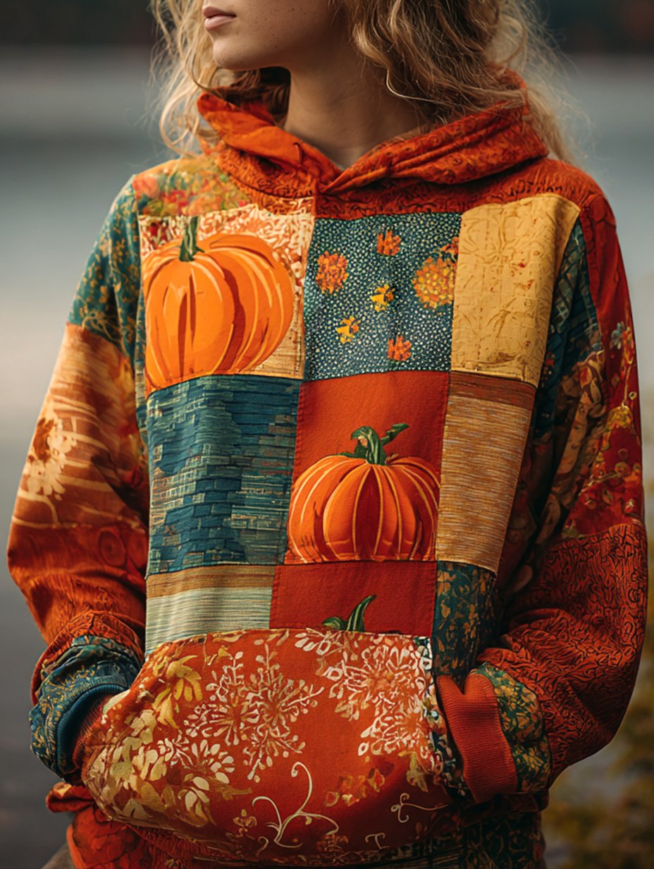 Women's Vintage Autumn Maple Leaf Art Hoodie