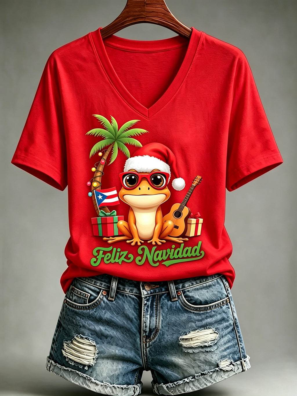 Women's Puerto Rico Christmas Short-Sleeved T-Shirt