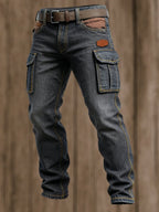 Men's Retro Multifunctional Pocket Denim Work Pants