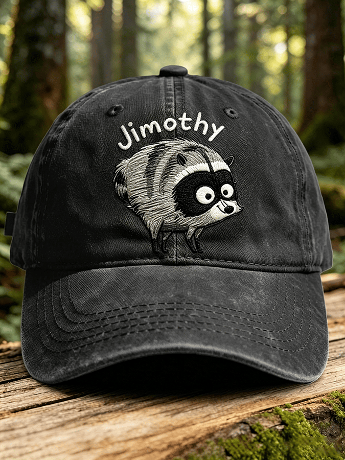 Retro Jimothy Raccoon Print Baseball Cap