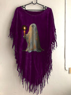 Women's Halloween Ghost Print Round Neck Top