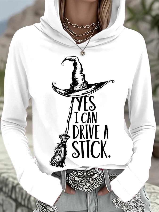 Women's Yes I Can Drive A Stick Print Casual Sweatshirt
