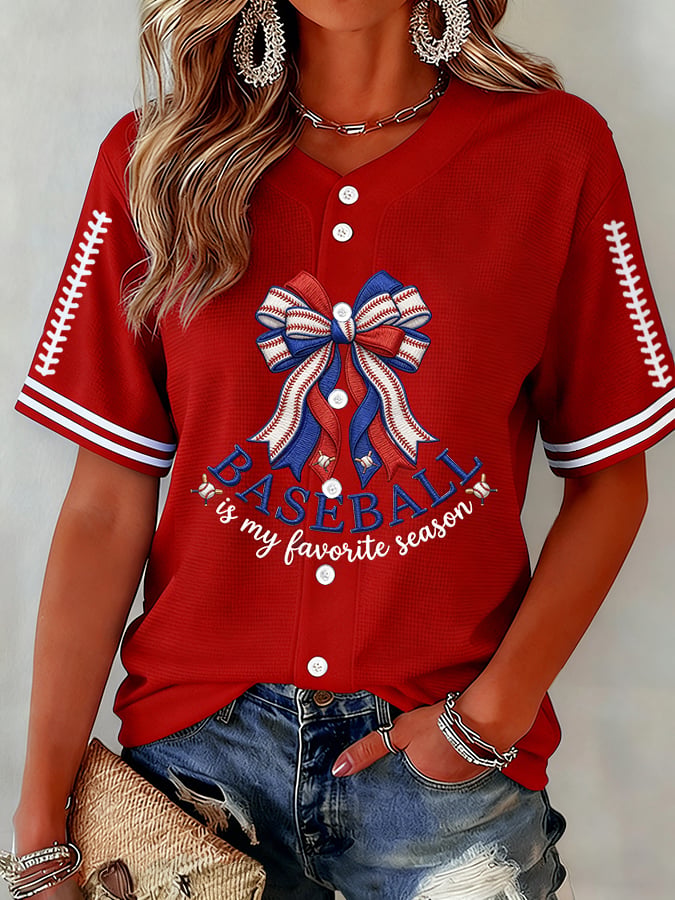 Women's  Baseball  Print Shirt