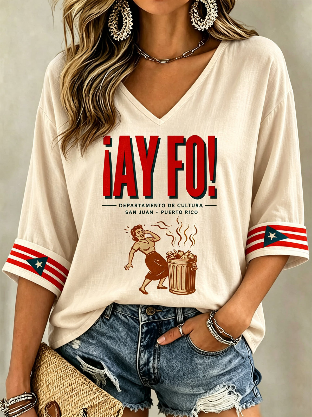 Women's Puerto Rico Singer Boricua Printed Long Sleeve Top