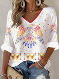 Famous singer colorful printed long sleeve top