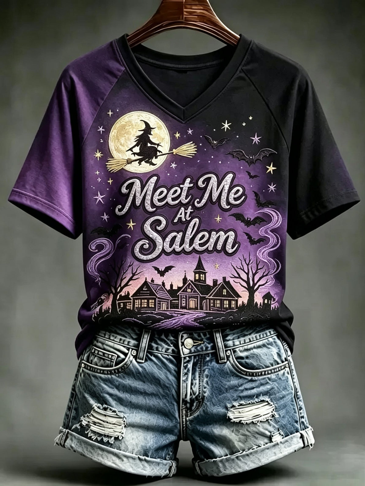 Women's Halloween Witch Printed Casual Tops