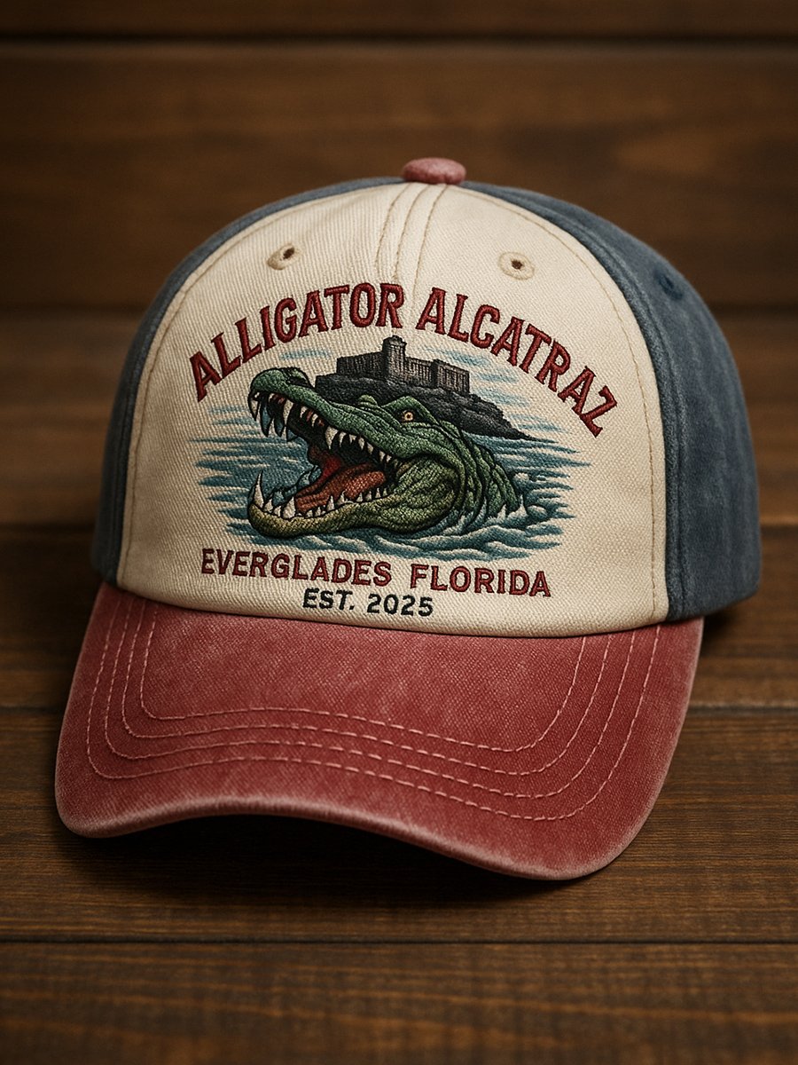 Unisex Vintage Washed Crocodile Print Hat