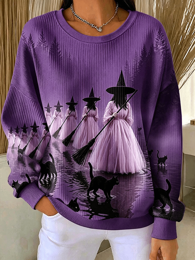 Women's Casual Print Long Sleeve Knit Top