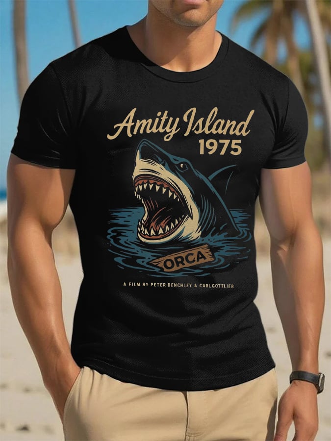 Men's Amity Island 1975 Printing T Shirt