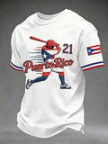 Men's Puerto Rico Baseball Print Short-Sleeve T-Shirt