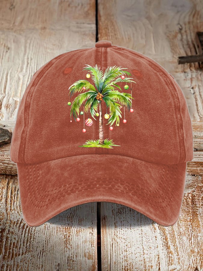 Women's Casual Christmas Palm Tree Print Baseball Cap