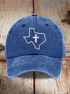 Retro Texas Strong Faith Cross Print Baseball Cap