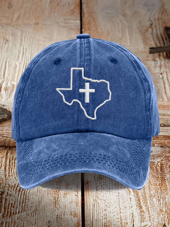Retro Texas Strong Faith Cross Print Baseball Cap